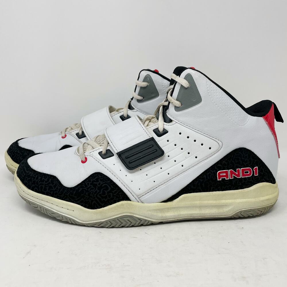 AND1 Capital 3.0 Basketball Shoes With Strap Mens 13 White Red Black
